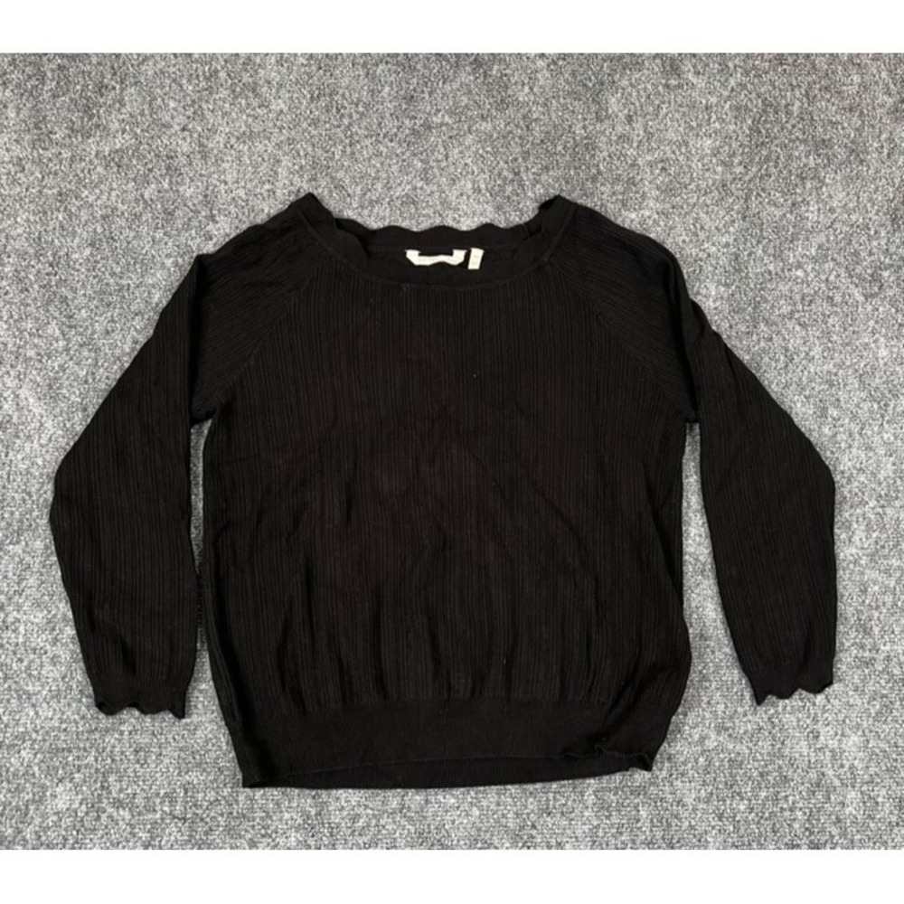 Soft Surroundings Petite Woman Sweater Black Solid Viscose Polyester Size PXL